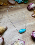Sterling Silver Chain Necklace with Freeform Turquoise Pendant – 16”