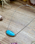 Sterling Silver Chain Necklace with Freeform Turquoise Pendant – 16”