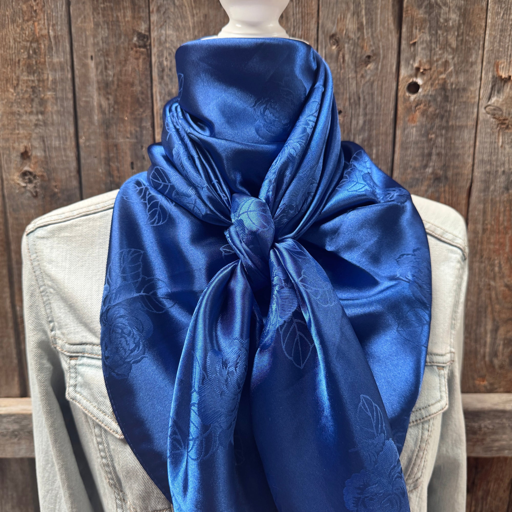 42X42"  Cobalt Jacquard XL Wild Rag / Scarf WR3524