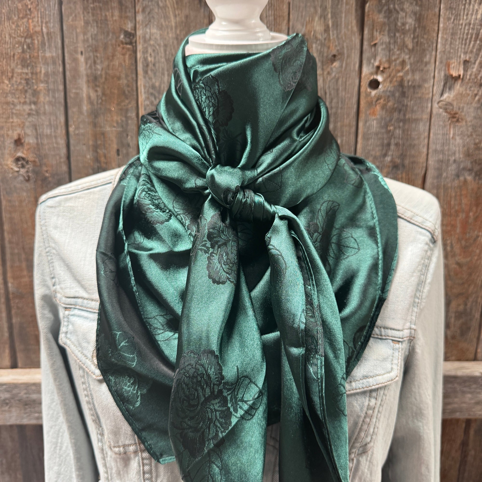 42X42"  Emerald Jacquard XL Wild Rag / Scarf WR3523