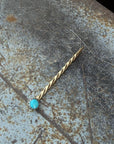 Brass and Sterling Silver Turquoise Stone Cowboy Toothpick