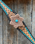 Multi Flower Bling & Turquoise One Ear - Breastcollar Tack Set