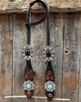 Flower Power Black and Clear One Ear Headstall & Breastcollar Tack Set