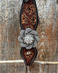 Flower Power Black and Clear One Ear Headstall & Breastcollar Tack Set