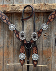 Flower Power Black and Clear One Ear Headstall & Breastcollar Tack Set