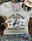 Texas Prison Rodeo Cowboy Raw Cut V-neck Graphic Tee