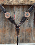 Copper Dot Honeycomb Floral and Rhinestone Browband / One Ear Tack Set