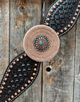 Copper Dot Honeycomb Floral and Rhinestone Browband / One Ear Tack Set