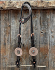 Copper Dot Honeycomb Floral and Rhinestone Browband / One Ear Tack Set
