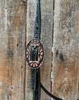 Draft Black Floral Copper Flower V-Browband