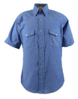 Flying R Ranchwear - Western Classic Solids - Ocean Blue Oxford - Short Sleeve