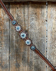 Medium Oil Floral Amethyst - Aqua One Ear- Browband Breastcollar Tack Set