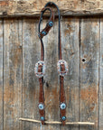 Medium Oil Floral Amethyst - Aqua One Ear- Browband Breastcollar Tack Set