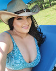 Yeehaw Turquoise Bandana Bikini Top