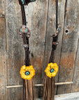 Dark Oil Floral Topaz and Turquoise One Ear/ Breastcollar Tack Set
