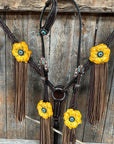 Dark Oil Floral Topaz and Turquoise One Ear/ Breastcollar Tack Set