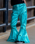 TURQUOISE METALLIC RUFFLE BELLS (INFANT & TODDLER)