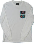 Flying R Ranchwear - White with Southwest Print - Long Sleeve - Pocket T-shirt - Made in USA