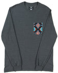 Flying R Ranchwear - Gray Heather with Southwest Print - Long Sleeve - Pocket T-shirt - Made in USA