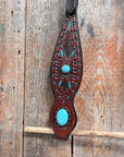 Dark Oil Hand Painted Turquoise Cabochons One Ear and Breastcollar Tack Set