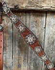Medium Floral Champagne & Clear Browband / Breastcollar Tack Set