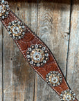 Medium Floral Champagne & Clear Browband / Breastcollar Tack Set
