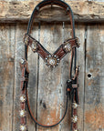 Medium Floral Champagne & Clear Browband / Breastcollar Tack Set