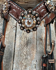 Medium Floral Champagne & Clear Browband / Breastcollar Tack Set