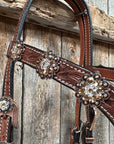 Medium Floral Champagne & Clear Browband / Breastcollar Tack Set