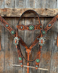 Zebra Green and Clear Browband / Breastcollar Tack Set