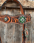 Zebra Green and Clear Browband / Breastcollar Tack Set