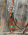 Zebra Green and Clear Browband / Breastcollar Tack Set