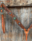Zebra Green and Clear Browband / Breastcollar Tack Set