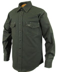 Flying R Ranchwear - Rigid Canvas Chore Shirt - Hunter Green - Long Sleeve - Snaps