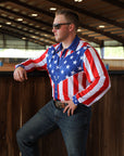 AMERICAN FLAG MEN'S PERFORMANCE RODEO SHIRT