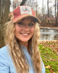 Bourbon Cowgirl Distressed Red Snap Back Trucker Hat