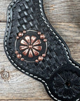 Black Basketweave Spur Straps - Copper Flower