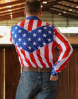 AMERICAN FLAG MEN'S PERFORMANCE RODEO SHIRT