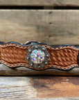 Leather Dog Collar With Antique Silver AB Conchos 10" to 22" -DC42