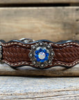 Leather Dog Collar With Antique Silver Capri and AB Conchos 10" to 22" -DC43