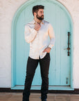 Men's Satin Cream Dress Shirt