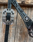 Black Floral Midnight Browband / Breastcollar Tack Set