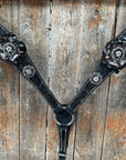 Black Floral Midnight Browband / Breastcollar Tack Set