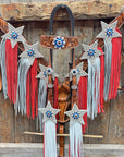 Light Oil Roper Rhinestone and Patriotic Browband/One Ear Tack Set