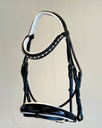 The Harlow Black Patent Snaffle Bridle with Removable Flash