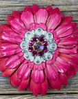 Pink Daisy Leather Flowers - 1" Crystal Conchos - Options