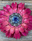 Pink Daisy Leather Flowers - 1" Crystal Conchos - Options