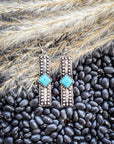 Celine Dangle Bar Fashion Earrings - Silver/Turquoise