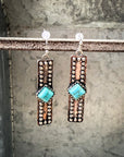 Celine Dangle Bar Fashion Earrings - Silver/Turquoise