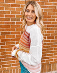 Poppy Stripe Long Sleeve Round Neck Sweater